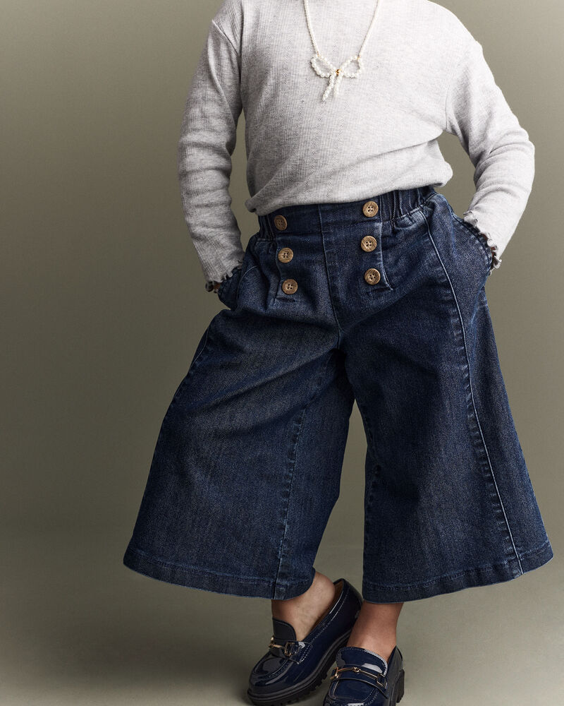 Toddler Girl Urban Wide Leg Denim Pant - Blue, image 5 of 8 slides