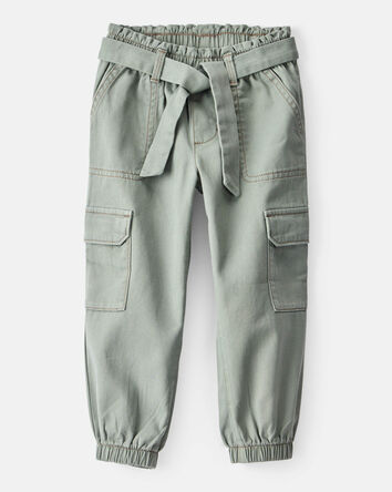 Toddler Girl Cotton Cargo Joggers - Green, 