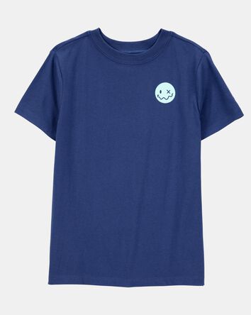 Boys Smiley Face Short-Sleeve Graphic Tee - Navy, 