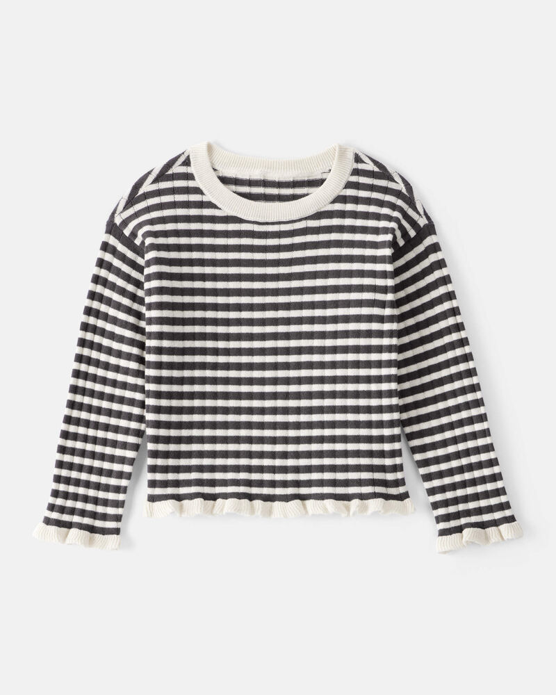 Toddler Girl Striped Long-Sleeve Sweater - Ivory/Black, image 1 of 3 slides