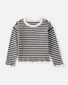 Toddler Girl Striped Long-Sleeve Sweater - Ivory/Black, image 1 of 3 slides