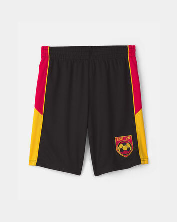 Kids Umbro Spain Mesh Soccer Shorts - Red/Yellow/Black, 
