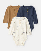 Baby Boy 5-Piece Long-Sleeve Bodysuits & Pants Set - Cream/Brown/Navy

, image 2 of 10 slides