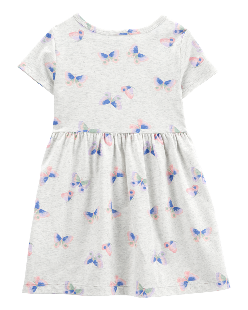 Toddler Girl Butterfly Print Short-Sleeve Dress, image 2 of 4 slides