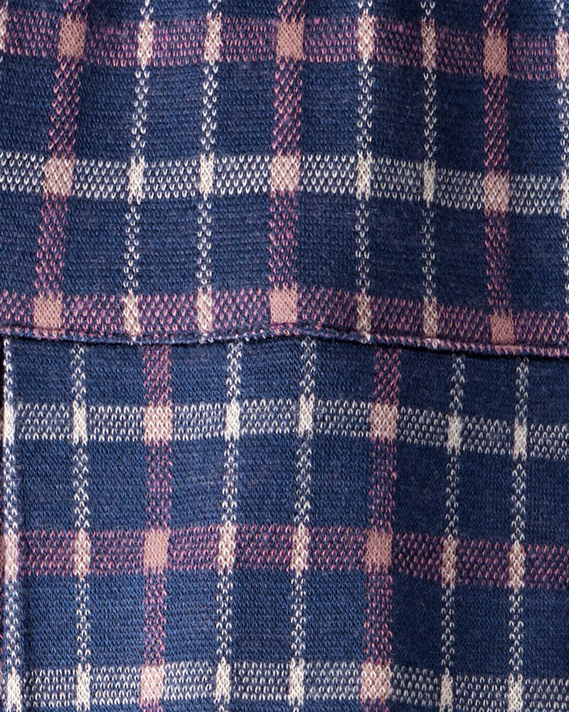 Girls 2-Piece Bow Embroidered Tee & Plaid Pleated Skort Set - Green/Navy, image 6 of 6 slides