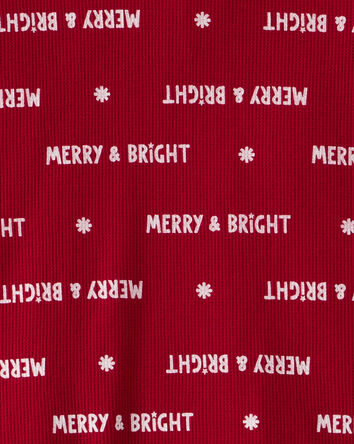 Adult Merry & Bright Christmas Cotton Long-Sleeve 2-Piece Pajamas - Red, 