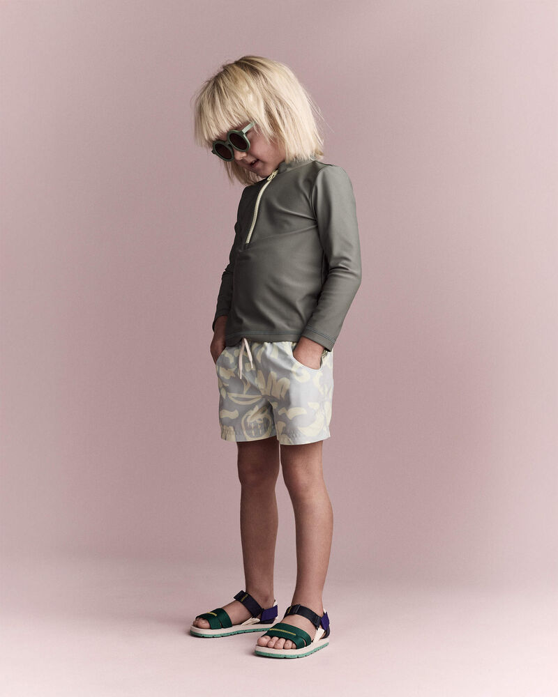 Toddler Half-Zip Long-Sleeve Rashguard - Olive, image 3 of 6 slides