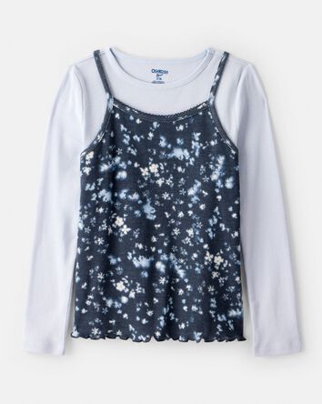 Girls  Long-Sleeve 2-Piece Floral Top Set - Blue, 