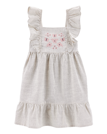 Toddler Girl Striped Flutter-Sleeve Dress - Black, 