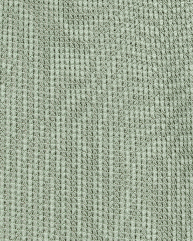 Baby 2-Piece Waffle Knit Hooded Pullover & Drawsting Shorts Set - Green, image 6 of 7 slides