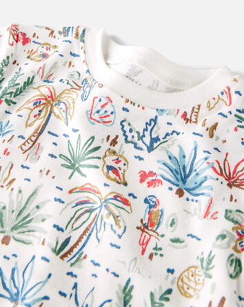Toddler Organic Cotton Pajamas in Tropical Paradise Print, 