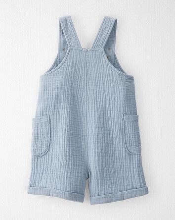 Toddler Organic Cotton Gauze Shortall in Blue, 