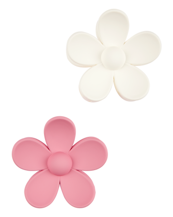 Girls 2-Pack Floral Hair Clips - White/Pink, 