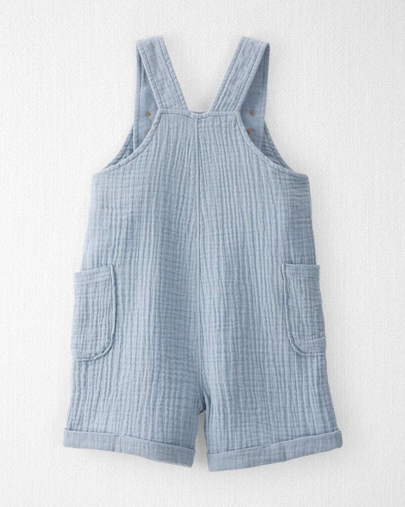 Toddler Organic Cotton Gauze Shortalls in Seal Blue, image 2 of 5 slides