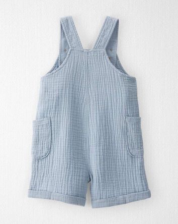 Toddler Organic Cotton Gauze Shortalls in Seal Blue, 
