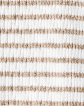 Girls Striped Button-Down Short-Sleeve Tee - Tan, 