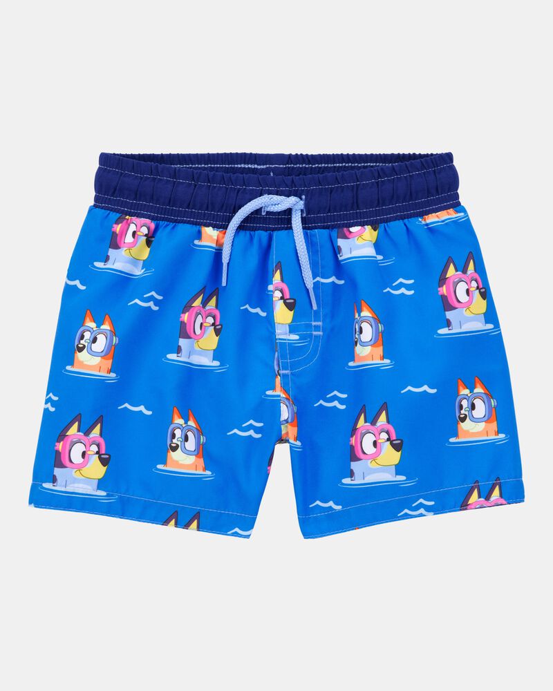 Toddler Boy Bluey&trade; Swim Trunks- Blue, image 1 of 3 slides