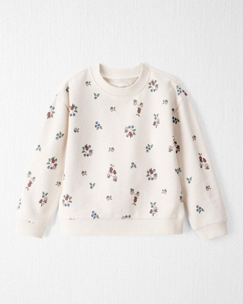 Toddler Girl Organic Cotton French Terry Sweatshirt in Berry Blossom Print, image 1 of 4 slides