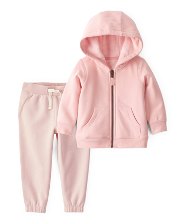 Toddler Girl 2-Piece DayDream Fleece Hooded Zip-Up Jacket & Joggers Set - Pink, 