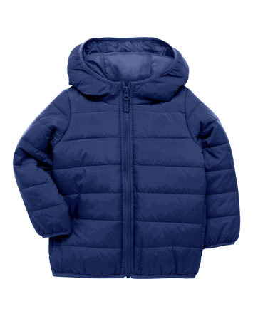 Toddler Packable Hooded Puffer Jacket - Navy Blue, 