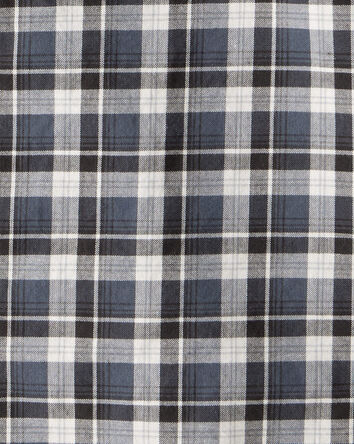 Boys Plaid Cotton Long-Sleeve Button-Down Shirt - Grey, 