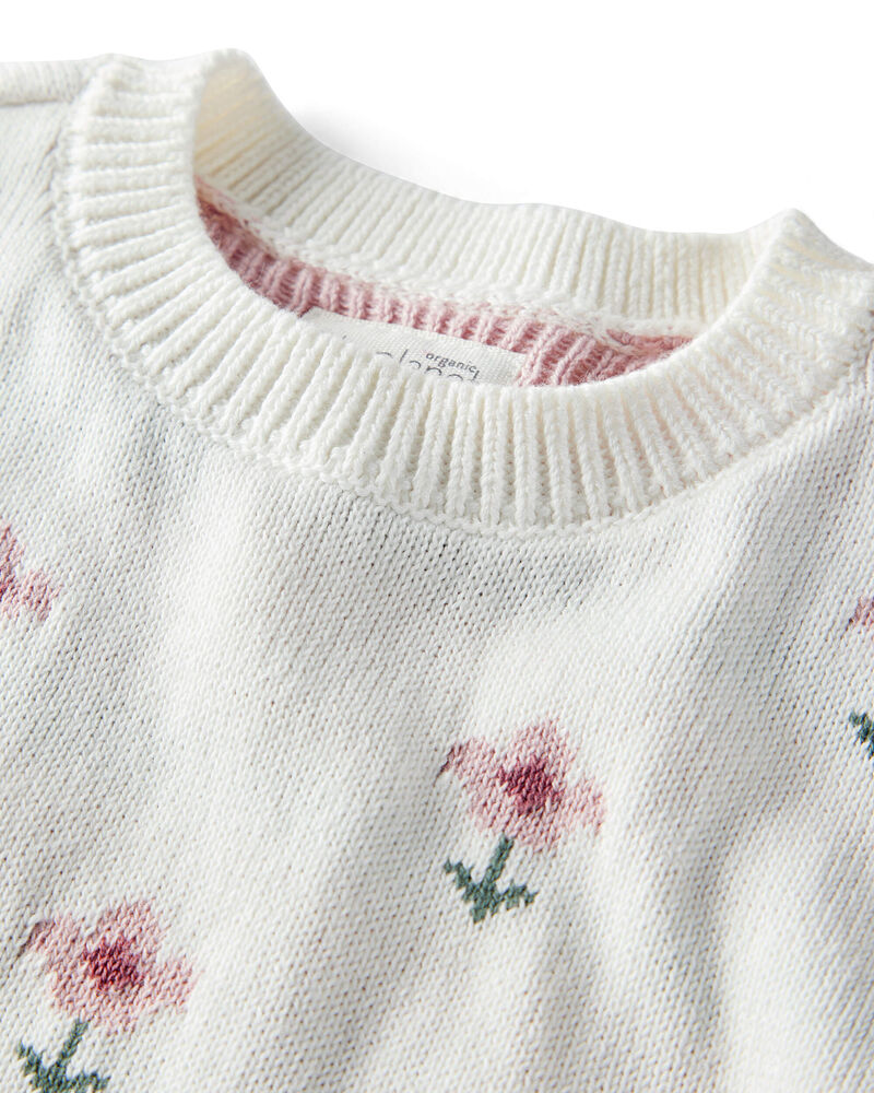 Baby Girl 2-Piece Organic Cotton Sweater Knit Set in Cosmos Garden Print, image 2 of 5 slides