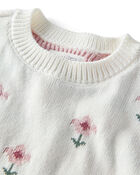 Baby Girl 2-Piece Organic Cotton Sweater Knit Set in Cosmos Garden Print, image 2 of 5 slides