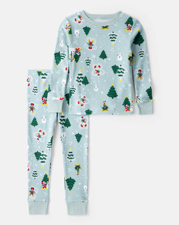 Toddler Disney&copy; Mickey Mouse 100% Cotton Long-Sleeve Snug Fit 2-Piece Pajamas - Blue, 