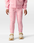 Toddler Butterfly Print Fleece Drawstring Joggers - Pink, image 3 of 6 slides