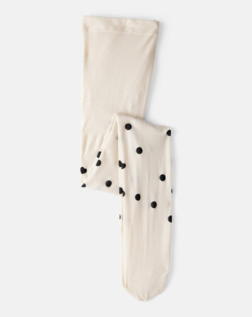 Girls Polka Dot Tights - Cream, 