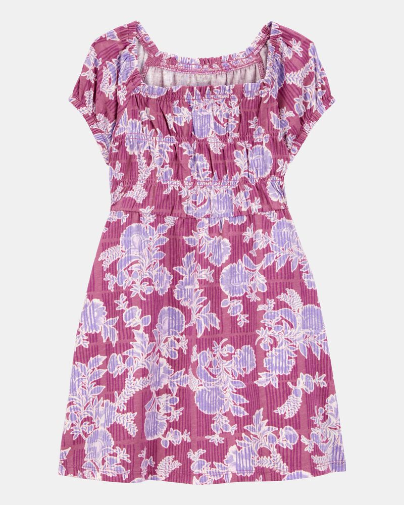 Toddler Smocked Floral Print Dress - Pink, image 1 of 4 slides