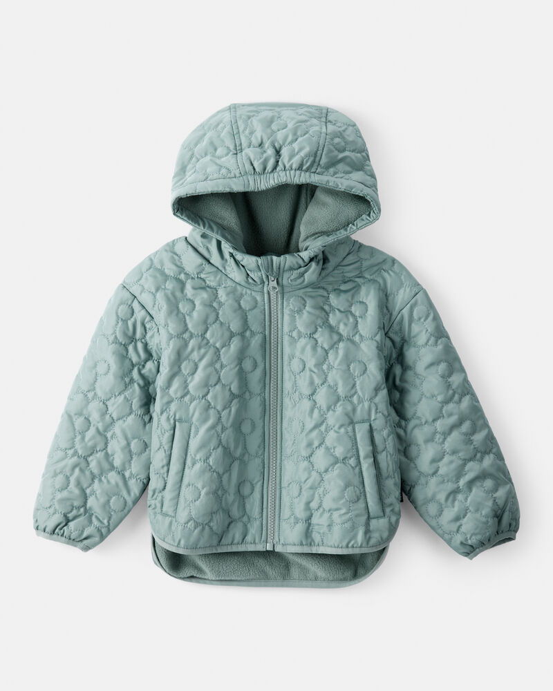 Toddler Girl Floral Quilted Long-Sleeve Midweight Jacket - Green, image 1 of 3 slides