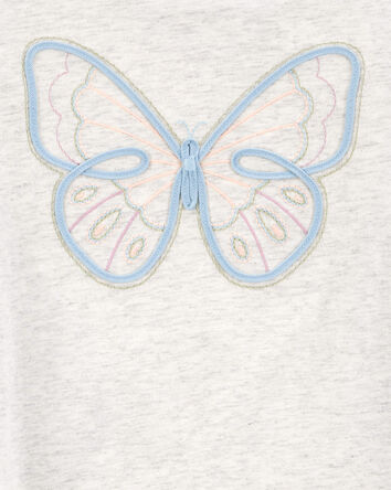 Kid Butterfly Jersey Long-Sleeve Boxy Fit Tee - Grey, 