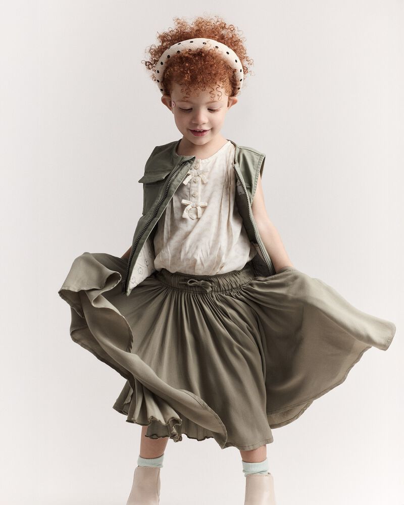 Toddler Girl Sleeveless Bow Top in Rainbow Print - Cream, image 5 of 6 slides