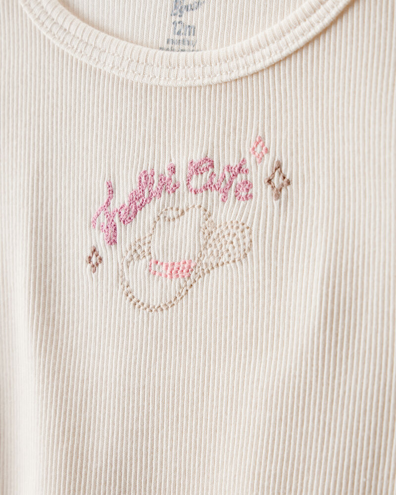 Toddler Girl Cowgirl Hat Cotton Short-Sleeve Top - Ivory, image 2 of 4 slides