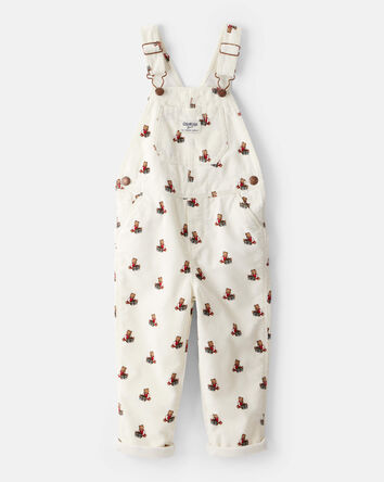 Toddler Bear Corduroy Overalls - Cream, 
