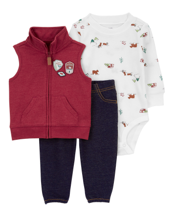 Baby 3-Piece Camping Ranger Little Vest Outfit Set, 