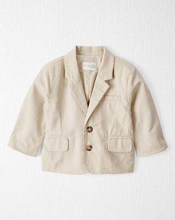 Baby Linen Blazer Made with Organic Cotton - Khaki, 