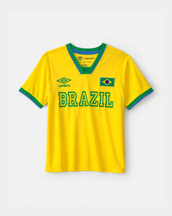 Kids Umbro Brazil Soccer Jersey - Yellow/Green, 