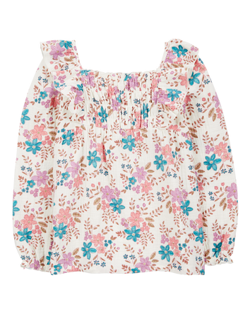 Kid Floral Woven Long-Sleeve Fashion Top - Floral, 