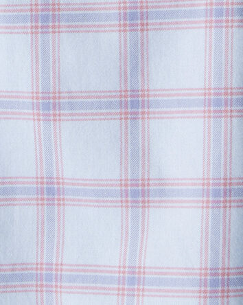 Girls Plaid Long-Sleeve Button-Down - Blue, 