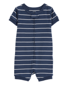 Baby Boy Striped Snug Fit Cotton 1-Piece Pajamas - Navy, image 1 of 4 slides