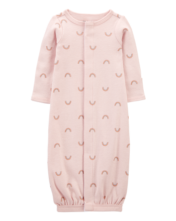 Baby Girl Preemie Rainbow Cotton Sleeper Gown, 