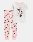 Toddler Girl Minnie Mouse Snug Fit Cotton 2-Piece Pajamas, image 1 of 3 slides