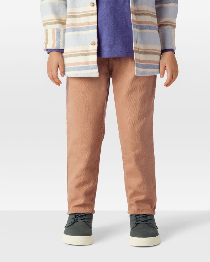 Toddler Boy  Tapered 100% Cotton Twill Pants - Tan, image 3 of 6 slides