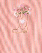 Baby Girl Cowgirl Boot Cotton Short-Sleeve Top - Pink, image 3 of 4 slides