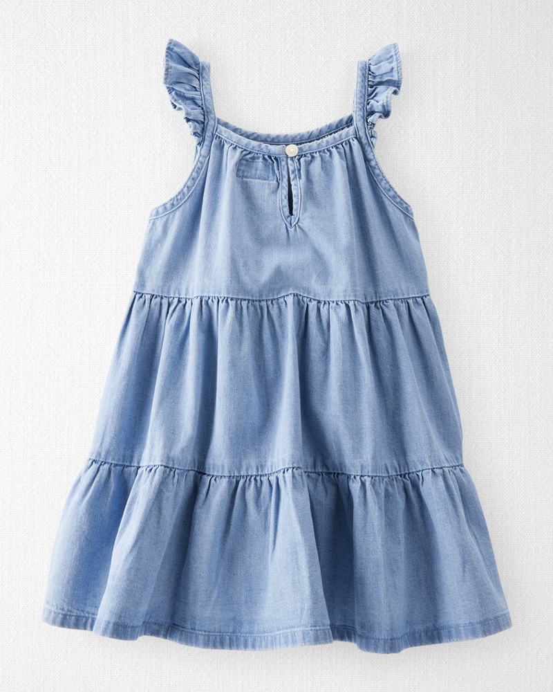 Toddler Girl Organic Cotton Chambray Dress, image 2 of 5 slides