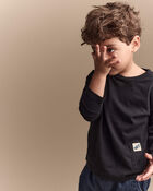 Toddler 'Hey' Long-Sleeve Pocket Tee - Black, image 5 of 6 slides