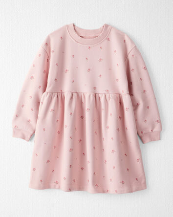Toddler Girl French Terry Dress Made with Organic Cotton in Blush Petals Print, 