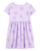 Toddler Girl Floral Short-Sleeve Dress - Purple, image 2 of 4 slides